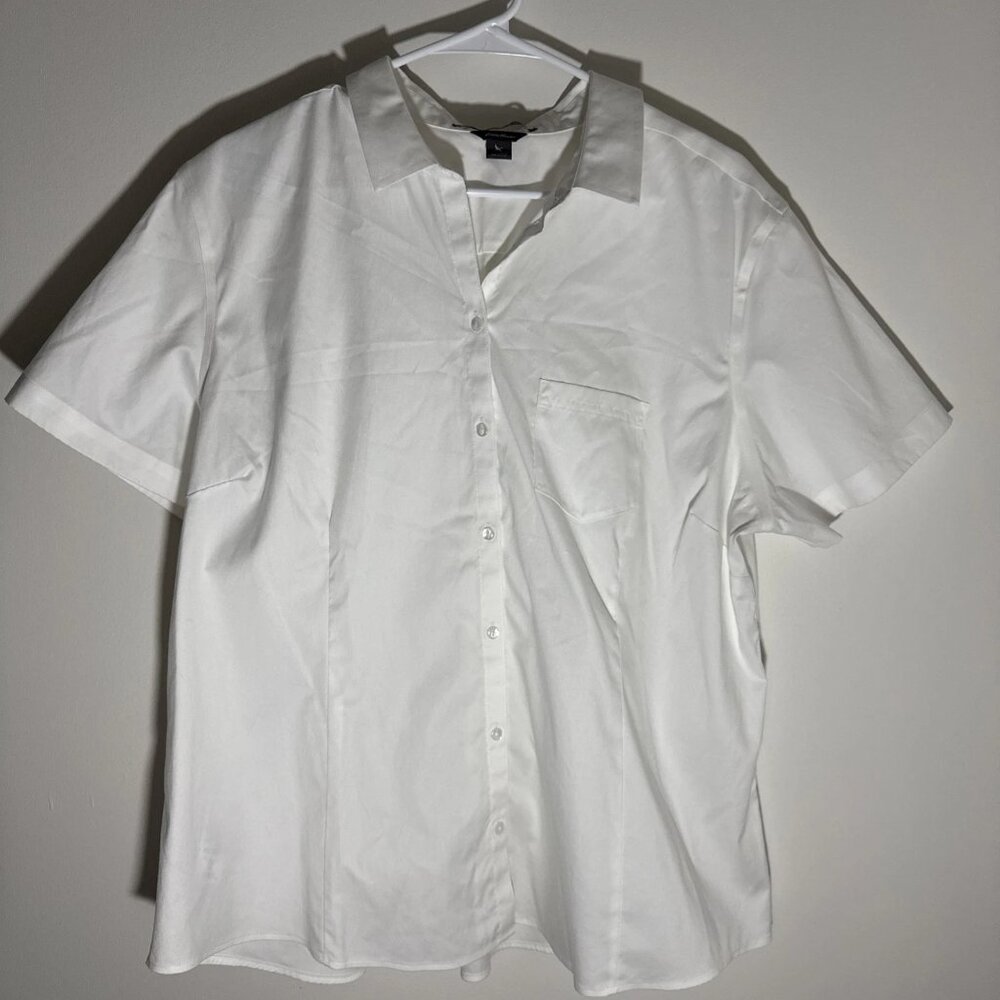 Eddie Bauer Womens Wrinkle Free Slim Fit Short Sleeve Button Down Shirt 2XL